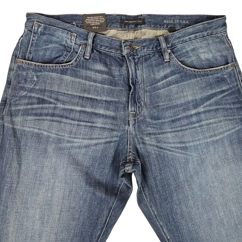 NWT John Varvatos Jeans Mens Size 38 Bowery Slim Straight Leg Casual Medium Wash